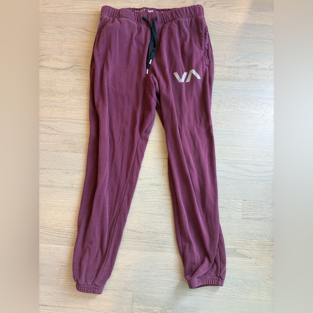 RVCA Kids Joggers in Maroon with Logo